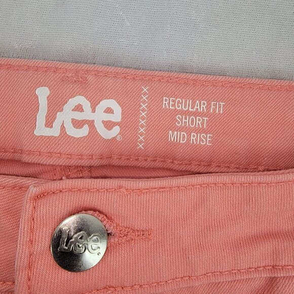 Lee Women's Cotton Blend Pink Mid Rise Regular Shorts Size 18 - Picture 3 of 8
